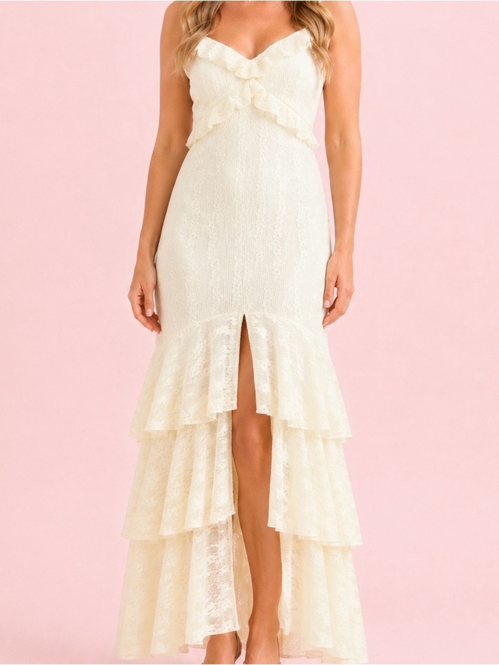 NEW Altar’d State Ivory Cream Lace Maxi Dress Size Large NWT